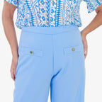 Anamor Crepe Trousers With Centre Button Detail & 27 Inch Leg (Size 12) - Blue_8349746_3