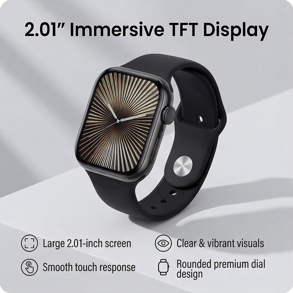 HW X PRO Smartwatch 2.01 inch TFT Display, IP67 Waterproof, Wireless Charging, Health Monitor, Bluetooth 5.2 for Men - Women