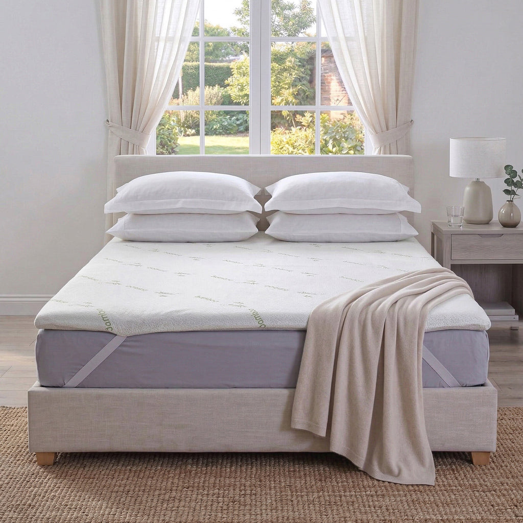 Hush Haven Memory Foam Mattress Topper with Bamboo Cover & High-Density Support (135x190x4cm) - White_8357105_2