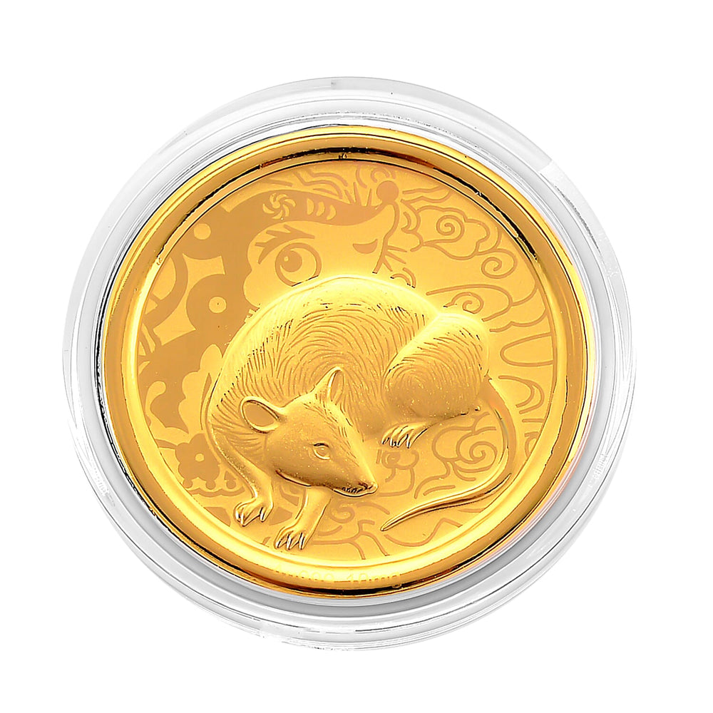 24K Yellow Gold (99.9% Purity) Chinese Zodiac Disc (30mm) - Rat