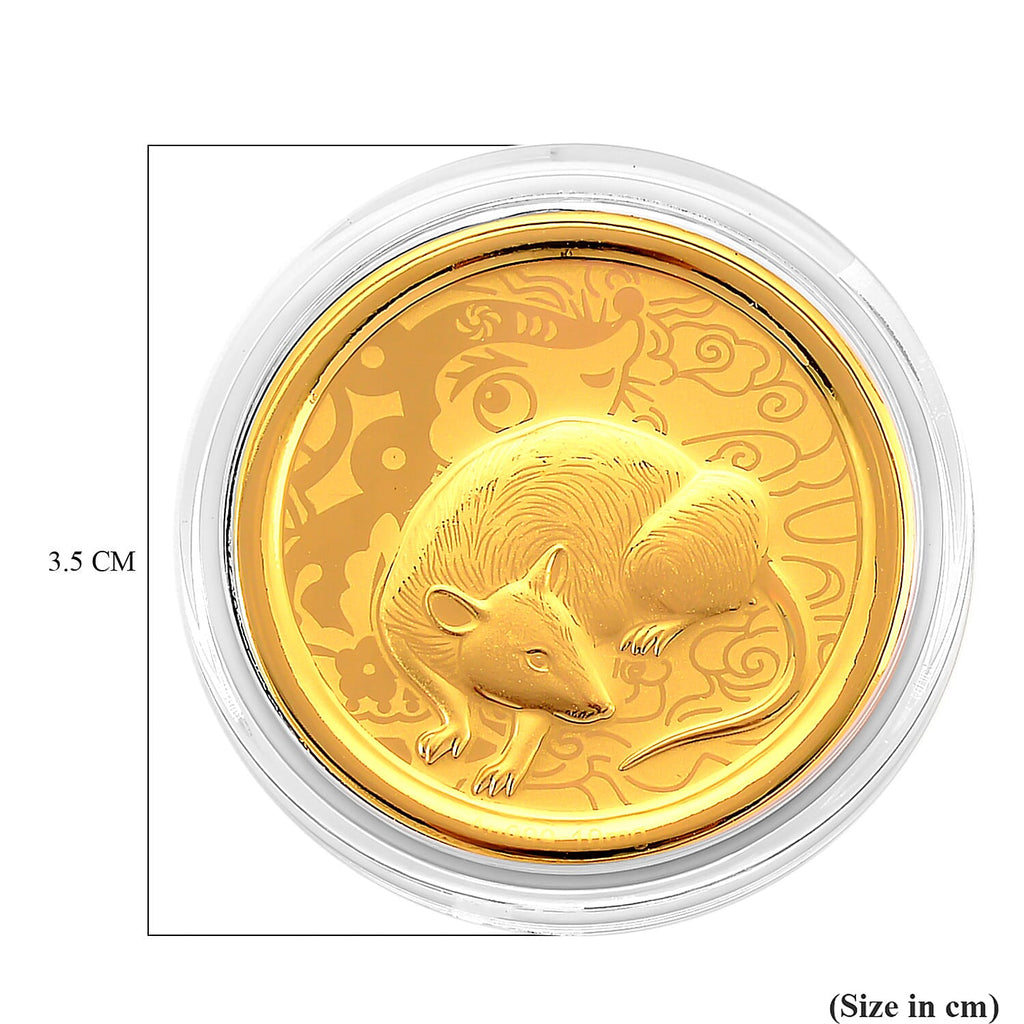 24K Yellow Gold (99.9% Purity) Chinese Zodiac Disc (30mm) - Rat