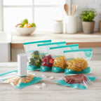 Mini Automatic Vacuum Food Sealer Pump with 10 Reusable Vacuum Bags - White