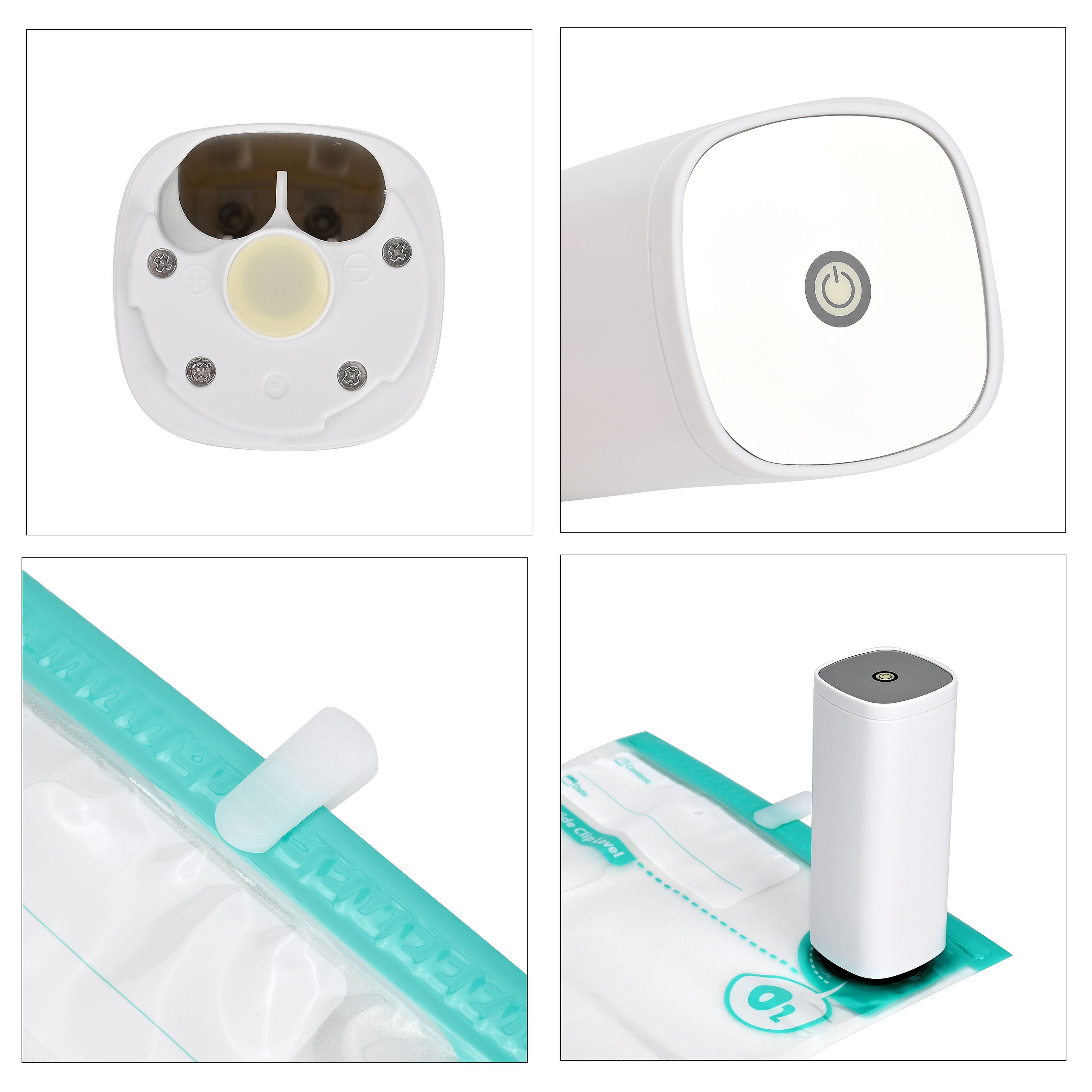 Mini Automatic Vacuum Food Sealer Pump with 10 Reusable Vacuum Bags - White