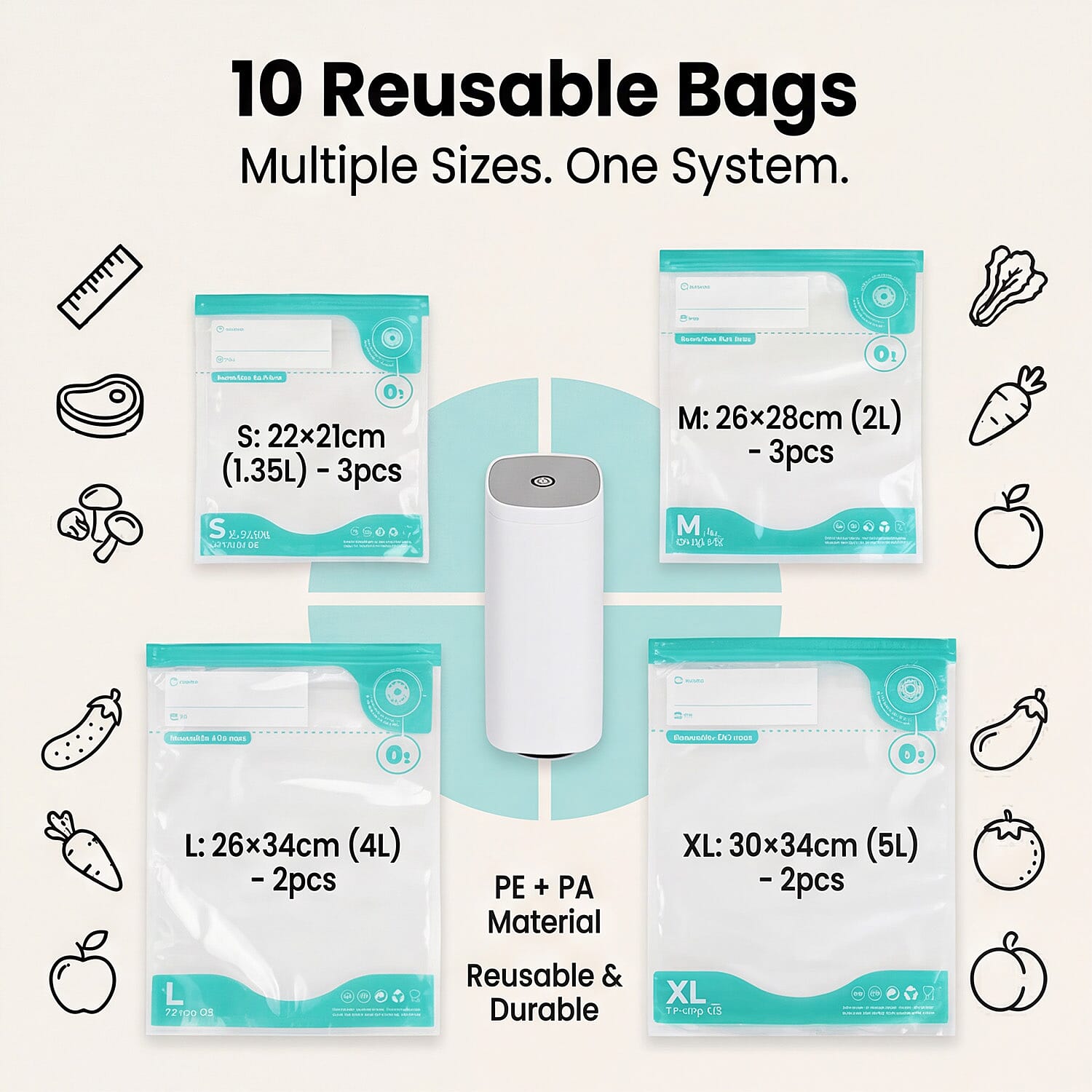 Storage Set (Size - One Size) - White & White