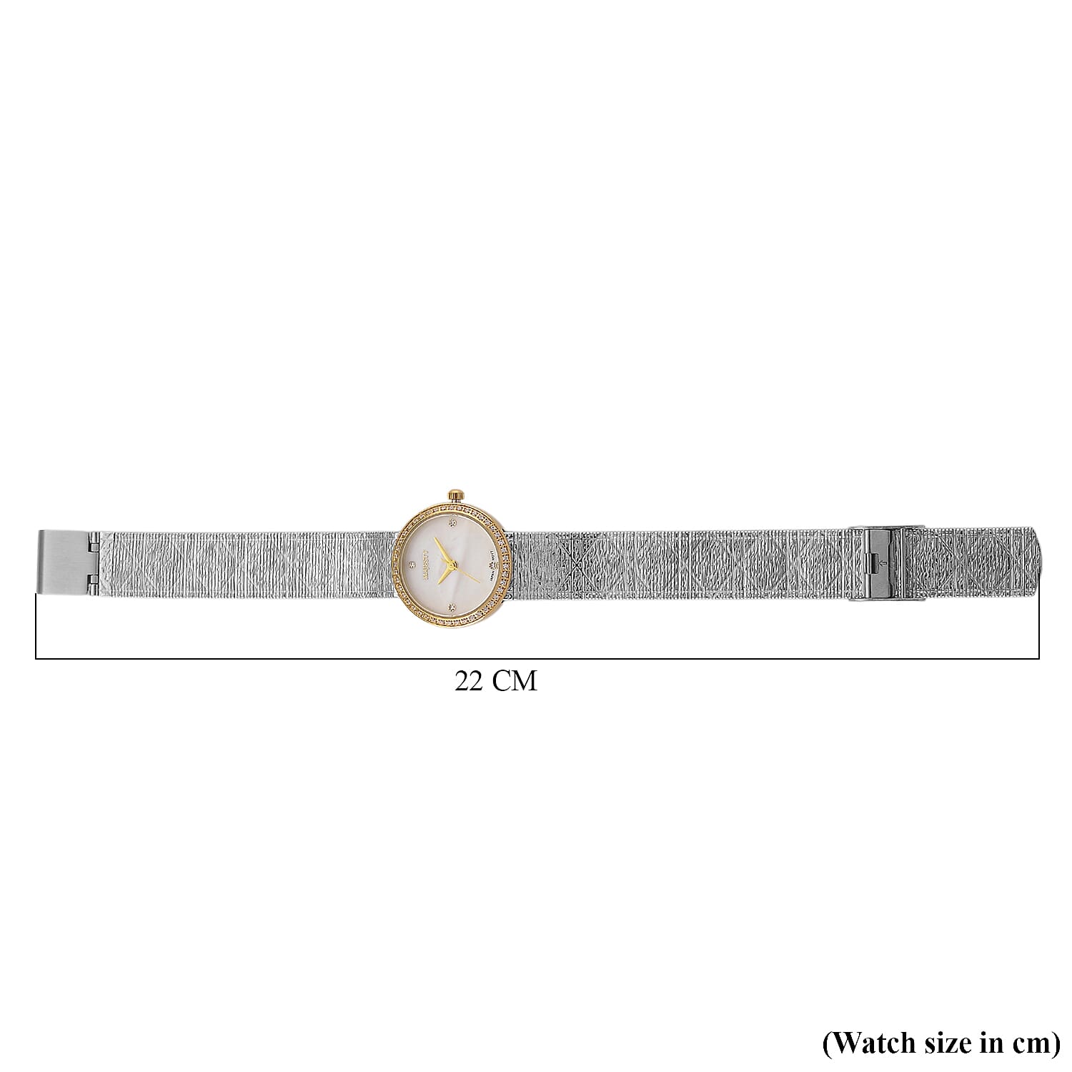 LOWEST EVER-MAJESTY Quartz 7T35 Japan Movement 3ATM WR White MOP - Crystal Dial - Two-Tone CZ Case Ladies Watch with Two-Tone Stainless Steel Strap