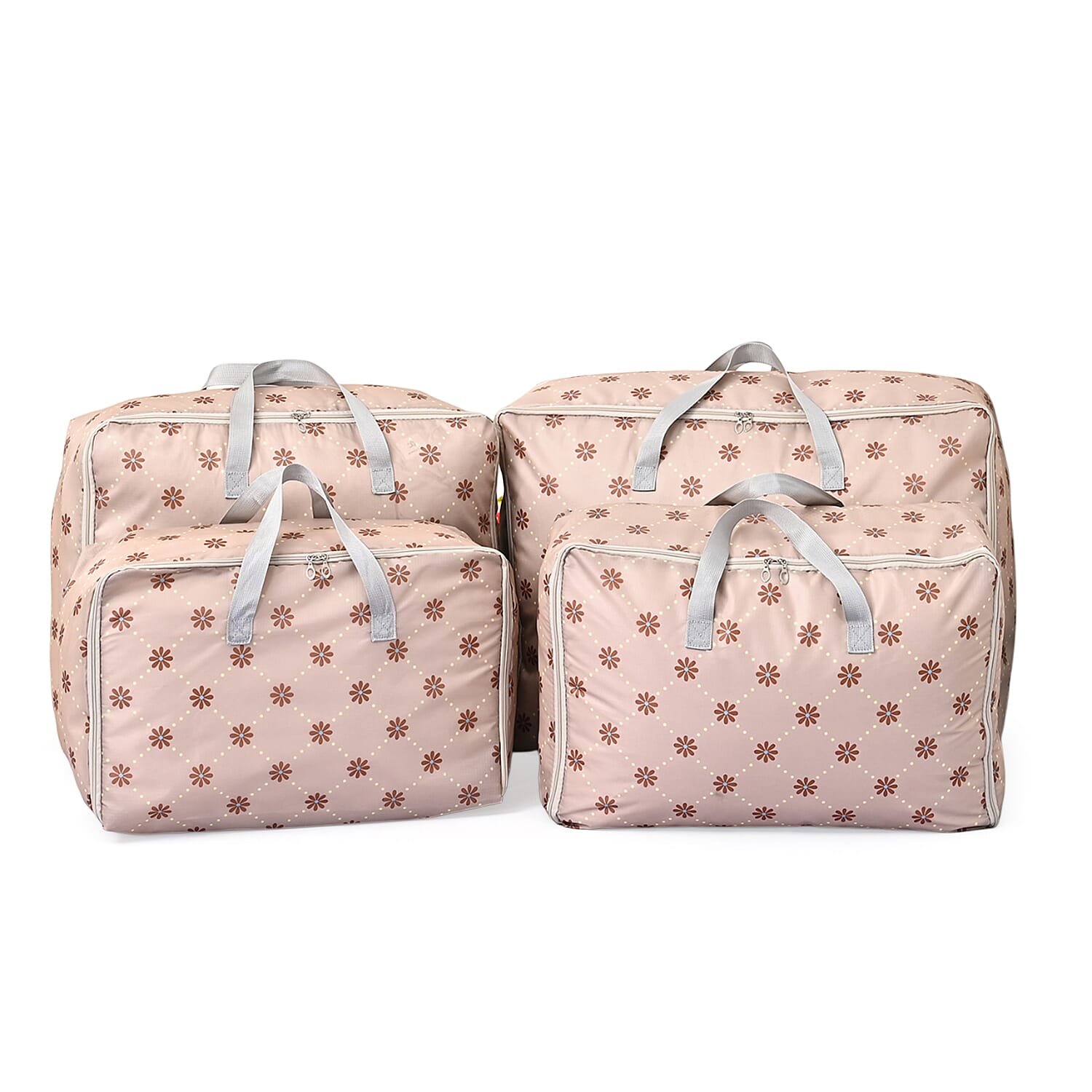 BLISS - BEYOND 4-Piece Floral Print Storage Bag Set - Beige