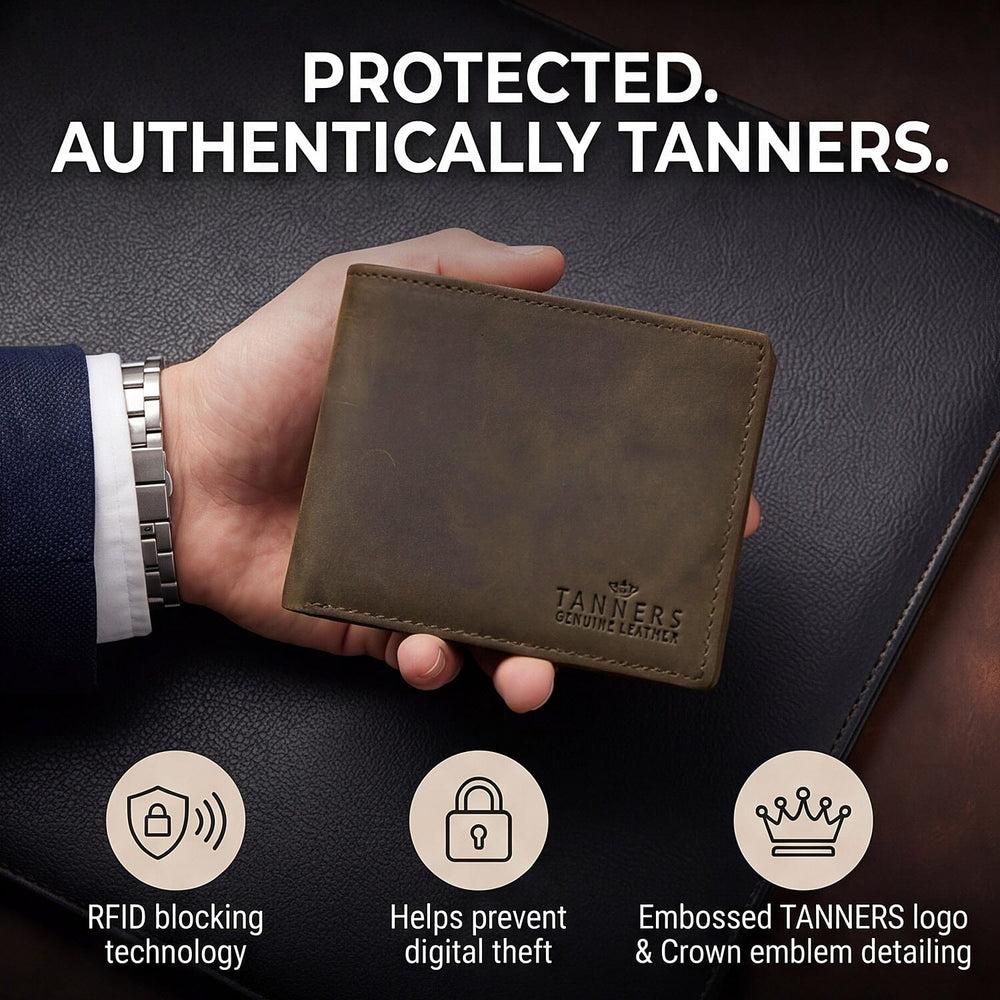 Tanners Genuine Hunter Leather Gentlemans Wallet - Dark Brown