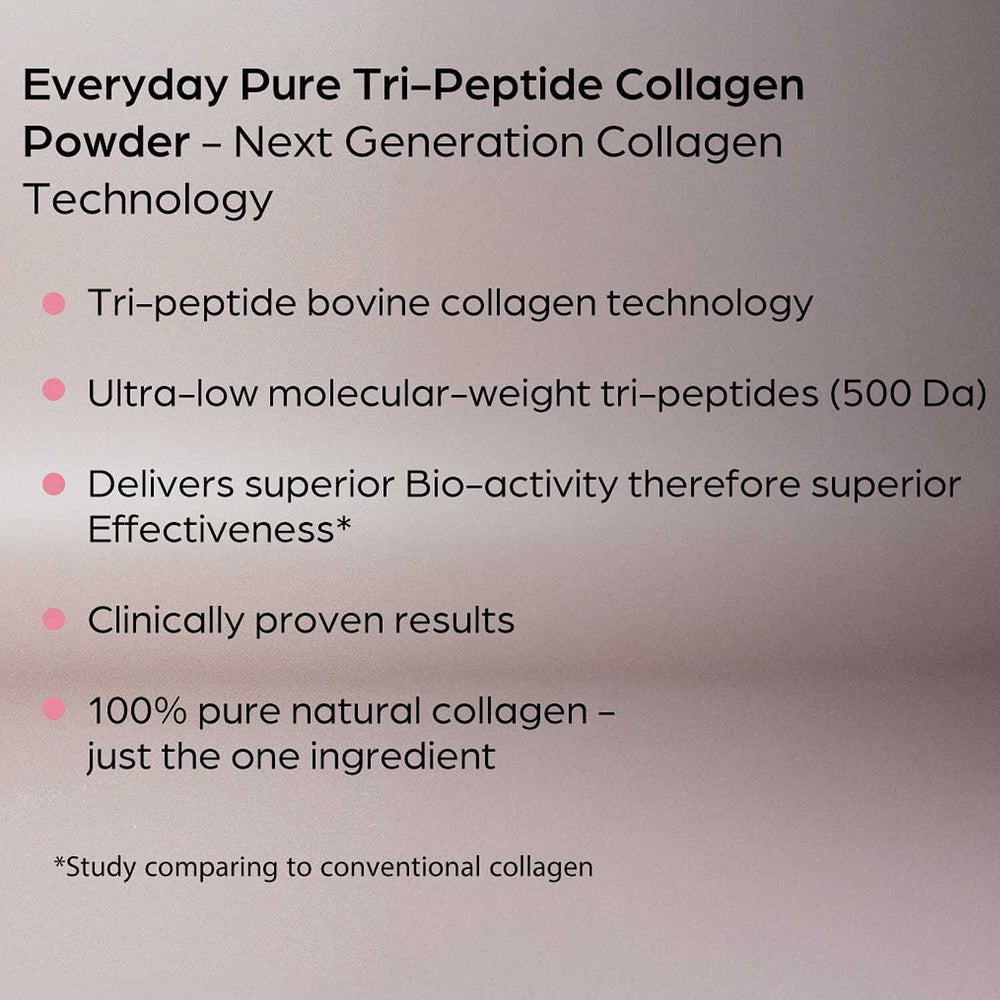 NuMii EveryDay Pure Tri-Peptide Collagen Powder with 500 Dalton Molecular Weight - 100% Grass Fed Bovine Collagen - 100gm