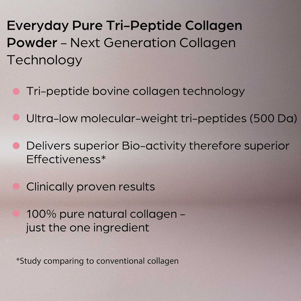 NuMii EveryDay Pure Tri-Peptide Collagen Powder with 500 Dalton Molecular Weight - 100% Grass Fed Bovine Collagen - 100gm