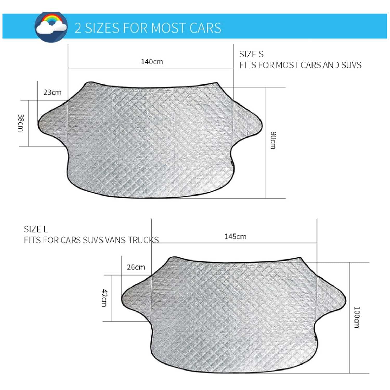 Rolson Large Windscreen Ice-Sun Protector (1450 x 1000mm) - Grey