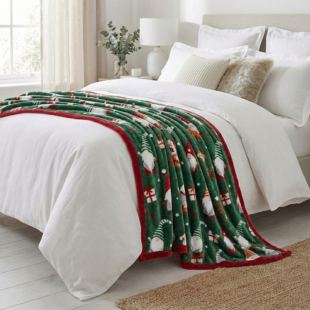Joyeux Noel Christmas Blanket (Size 230 X 150Cm) - Bottle Green