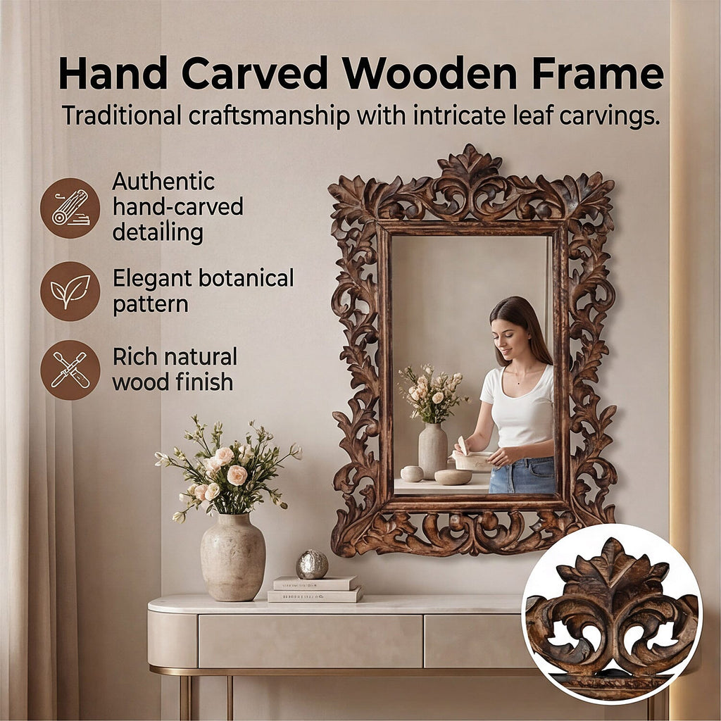 Bliss - Beyond Hand Carved Mirror (45 x 60 cm) - Burn Finish
