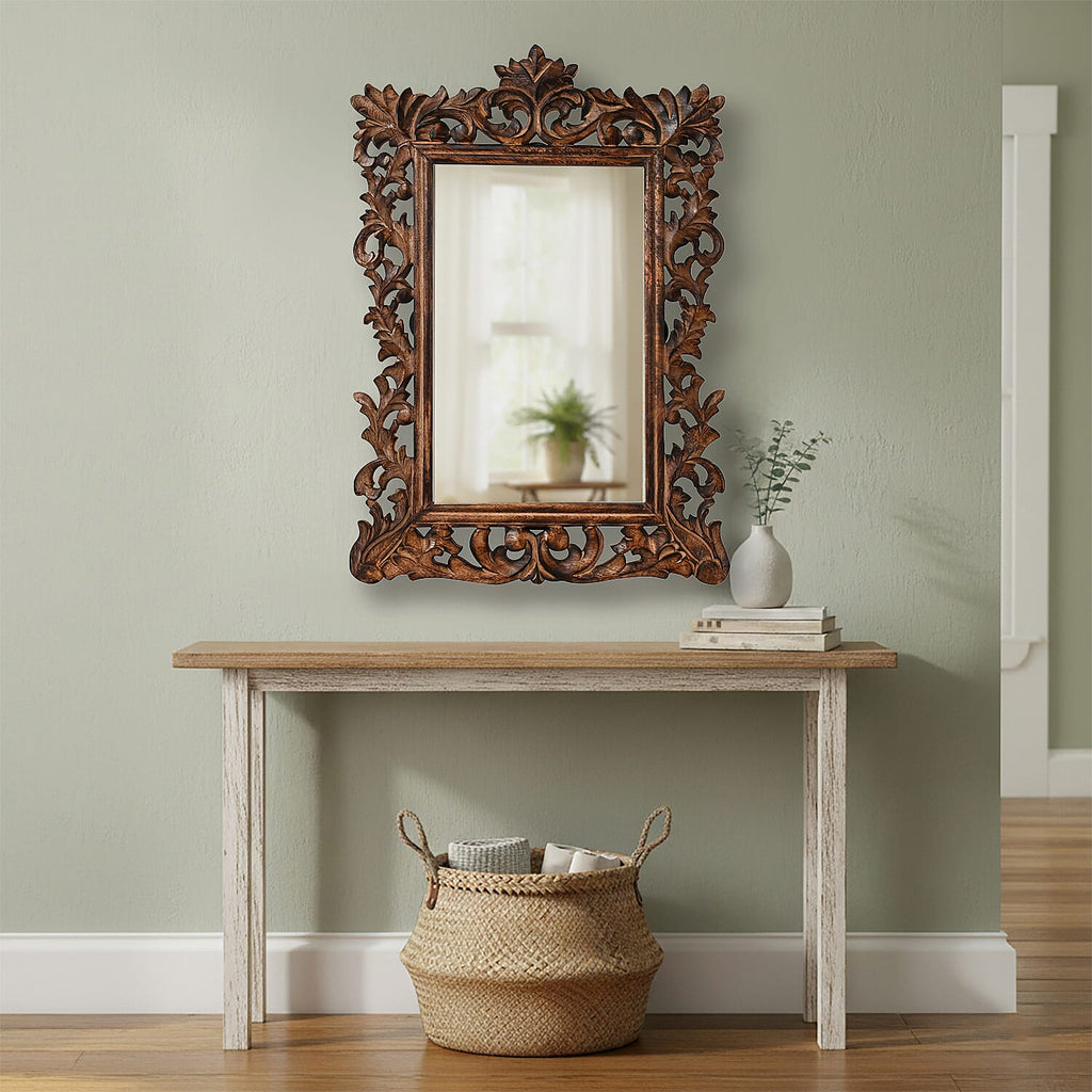 Bliss - Beyond Hand Carved Mirror (45 x 60 cm) - Burn Finish