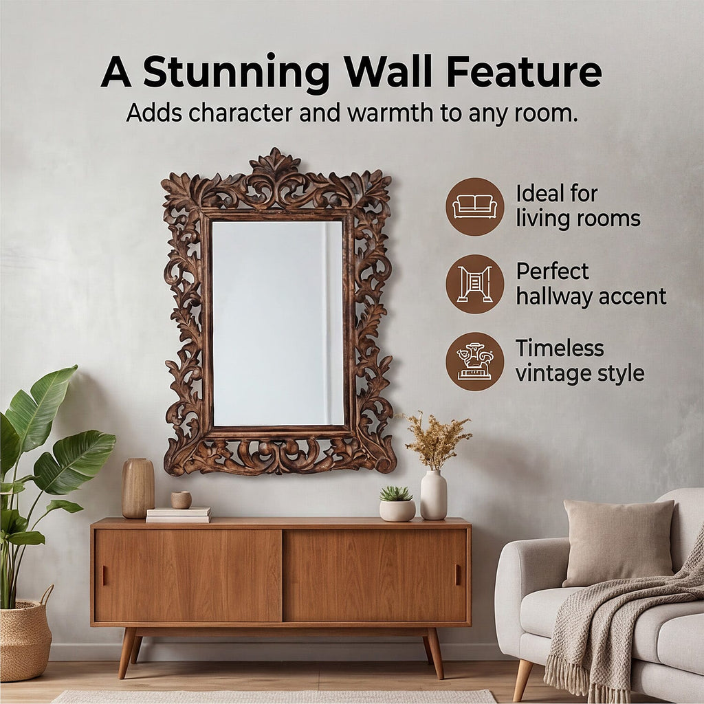 Bliss - Beyond Hand Carved Mirror (45 x 60 cm) - Burn Finish