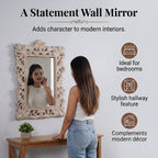 Bliss and Beyond Hand Carved Mirror (45 x 60 cm) - White Antique