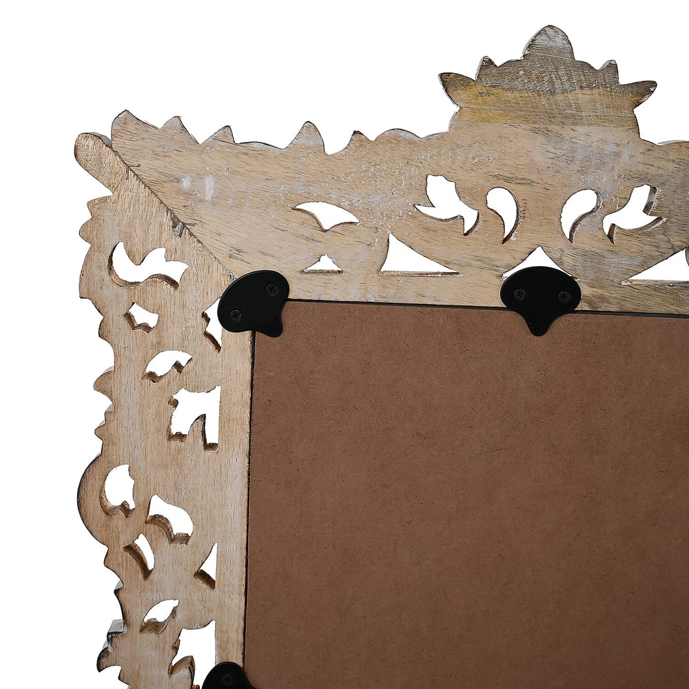 Bliss and Beyond Hand Carved Mirror (45 x 60 cm) - White Antique