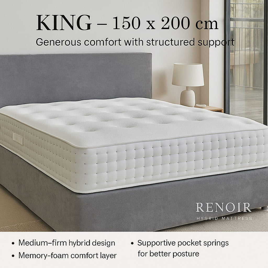 Renoir Hybrid 1000 Pocket Sprung and Memory Foam Mattress by Starry Nights - Single ( 90 x 190 cm)