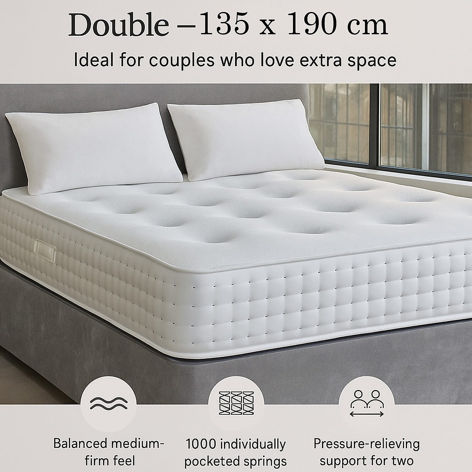 Renoir Hybrid 1000 Pocket Sprung and Memory Foam Mattress by Starry Nights - Super King ( 180 x 200 cm)