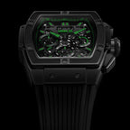 URBN22 Nuclear Green Japanese Quartz VD53 Chronograph 5ATM WR Black & Green Dial & Black Case Mens Watch with Black Silicone Strap_8367933_1