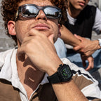 URBN22 Nuclear Green Japanese Quartz VD53 Chronograph 5ATM WR Black & Green Dial & Black Case Mens Watch with Black Silicone Strap_8367933_2