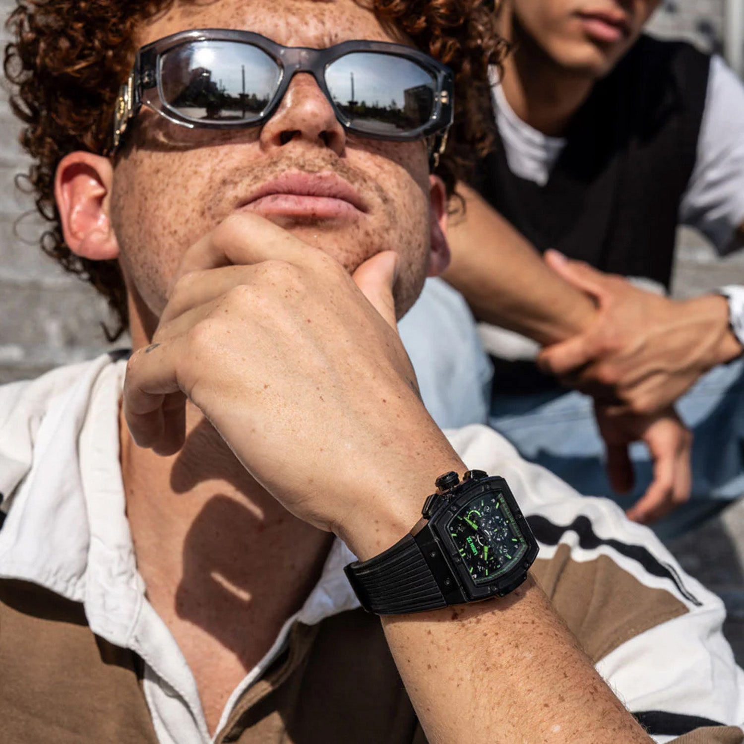 URBN22 Nuclear Green Japanese Quartz VD53 Chronograph 5ATM WR Black & Green Dial & Black Case Mens Watch with Black Silicone Strap_8367933_2