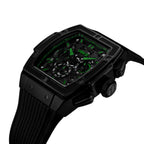 URBN22 Nuclear Green Japanese Quartz VD53 Chronograph 5ATM WR Black & Green Dial & Black Case Mens Watch with Black Silicone Strap_8367933_3