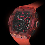 URBN22 Coral Red Japanese Quartz VD53 Chronograph 5ATM WR Black & Red Dial & Red Polycarbonate Case Mens Watch with Red Silicone Strap_8367956_2