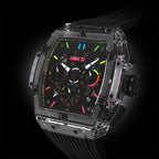 URBN22 Clear Mayhem Japanese Quartz VD53 Chronograph 5ATM WR Black & Multicolour Dial & Transparent Polycarbonate Case Mens Watch with Black Silicone Strap_8367958_2