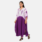 & Maisi Rayon Staple Patterned Kaftan (Size - One Size) - Purple_8368856_1