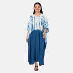 & Maisi Rayon Staple Patterned Kaftan (Size - One Size) - Blue_8368857