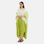 & Maisi Rayon Staple Patterned Kaftan (Size - One Size) - Green_8368858_1