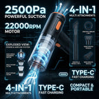 Mini Cordless Vacuum Cleaner - Suction & Blower With 4 attachments, USB--C Charger_8370038_2