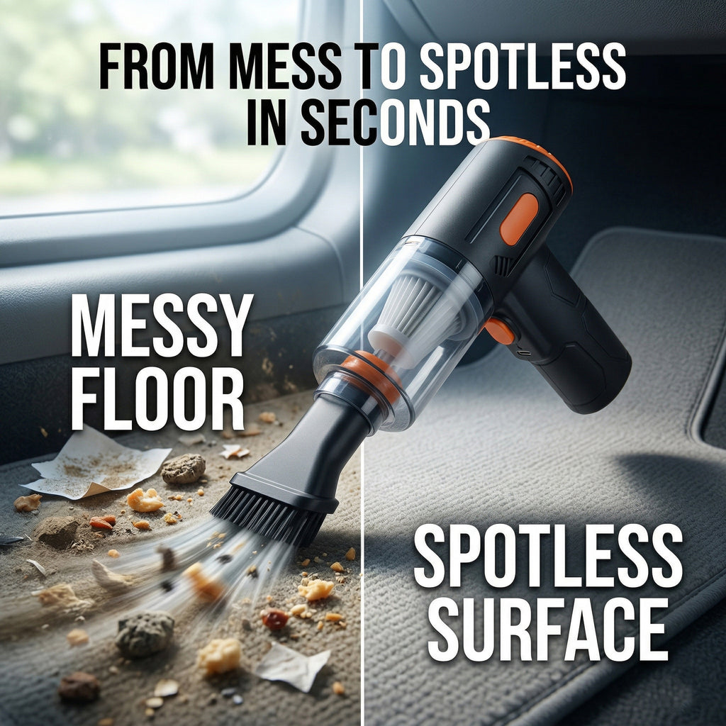 Mini Cordless Vacuum Cleaner - Suction & Blower With 4 attachments, USB--C Charger_8370038_4