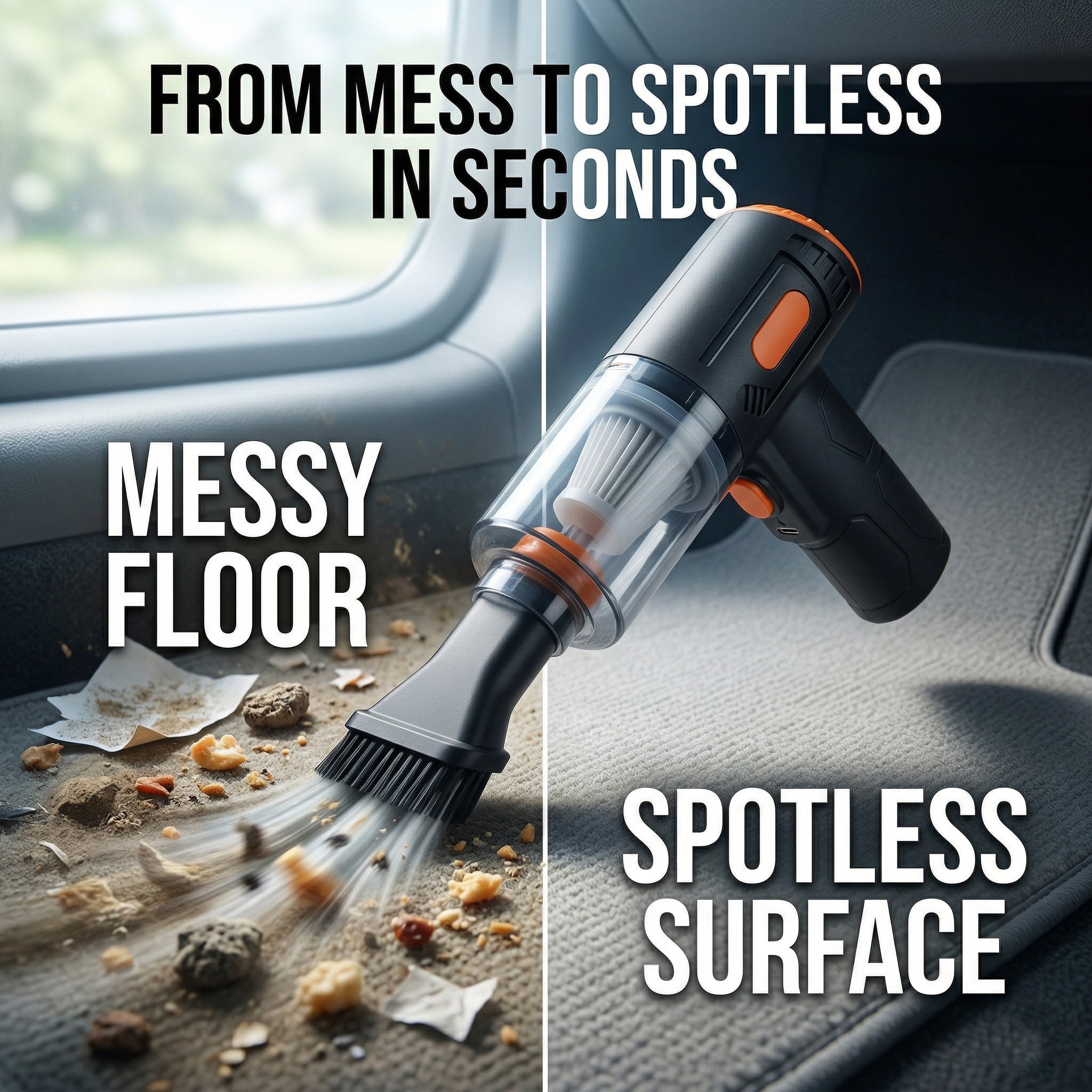 Mini Cordless Vacuum Cleaner - Suction & Blower With 4 attachments, USB--C Charger_8370038_4