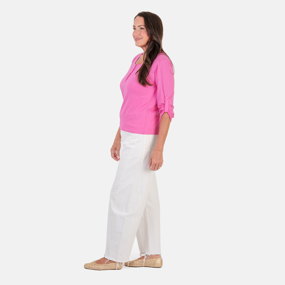 Classic Casual Wear Cotton T-Shirt (Size M) - Pink_8371168_3