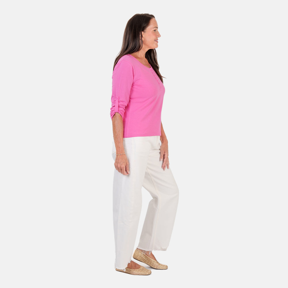 Classic Casual Wear Cotton T-Shirt (Size XL) - Pink_8371170_2