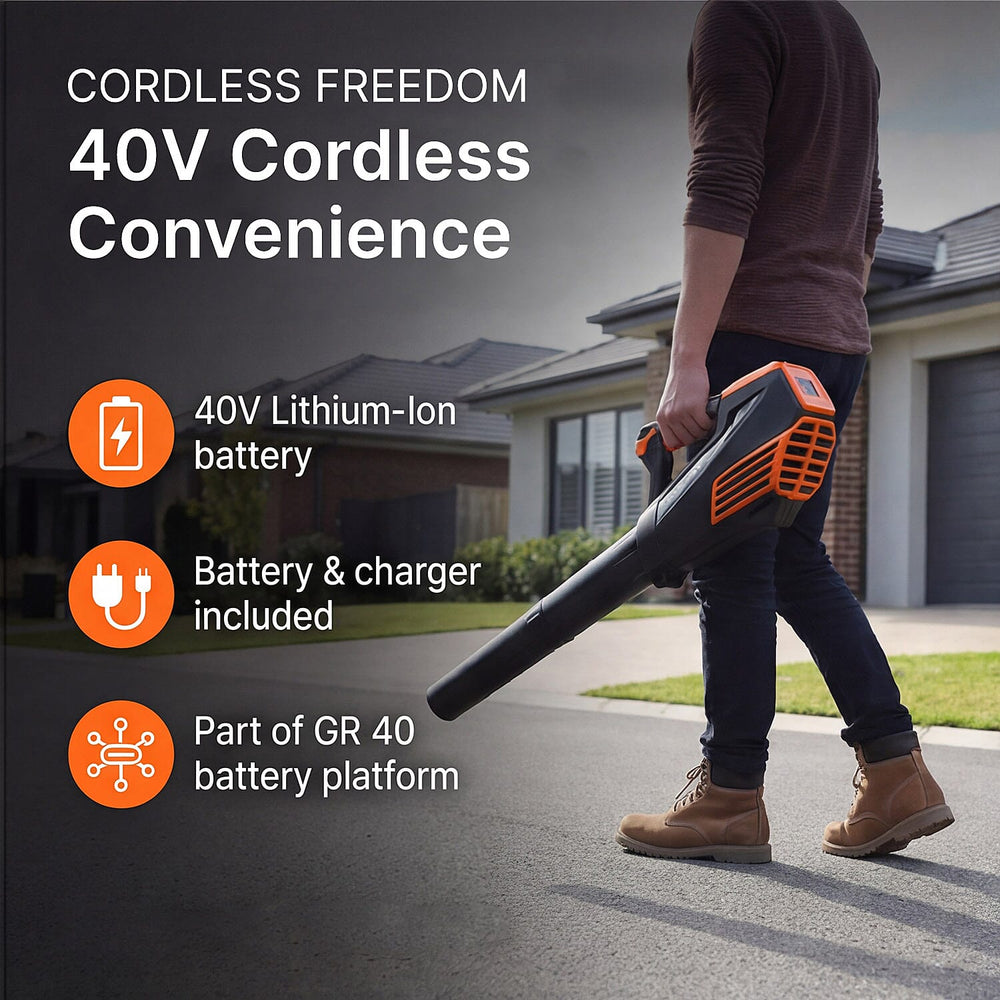 Yard Force LB G18 40V Cordless Leaf Blower with Battery - Charger
