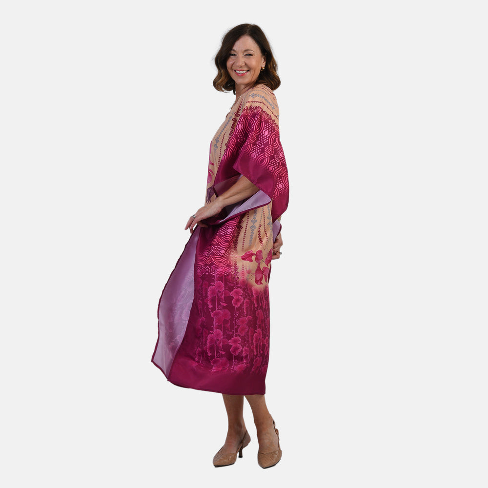 & Maisi Lightweight Printed Long Kaftan (One Size) - Magenta_8374703_1
