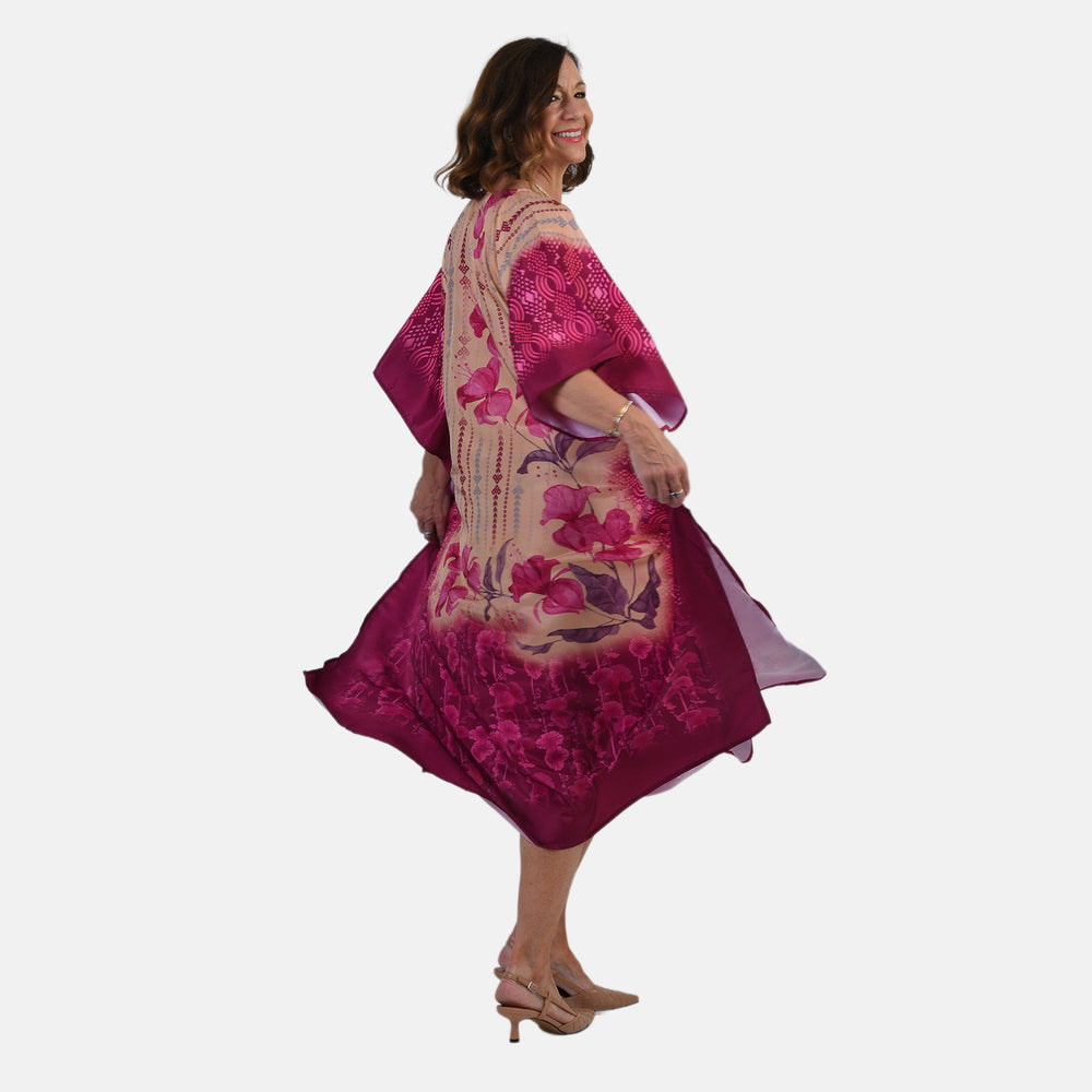 & Maisi Lightweight Printed Long Kaftan (One Size) - Magenta_8374703_2