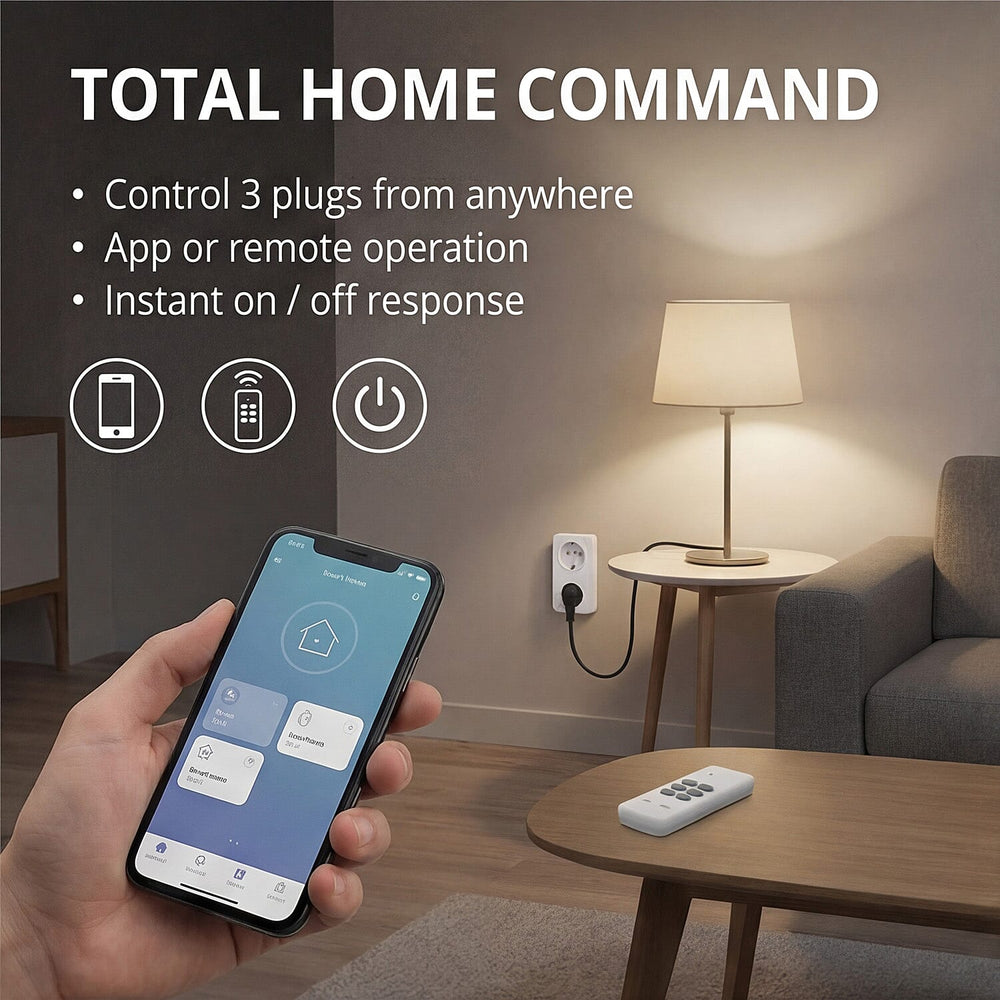 Smartware Remote Control Wireless 3 UK Plugs - White