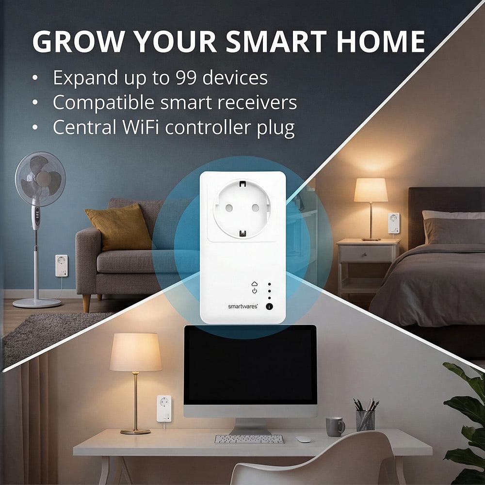 Smartware Remote Control Wireless 3 UK Plugs - White