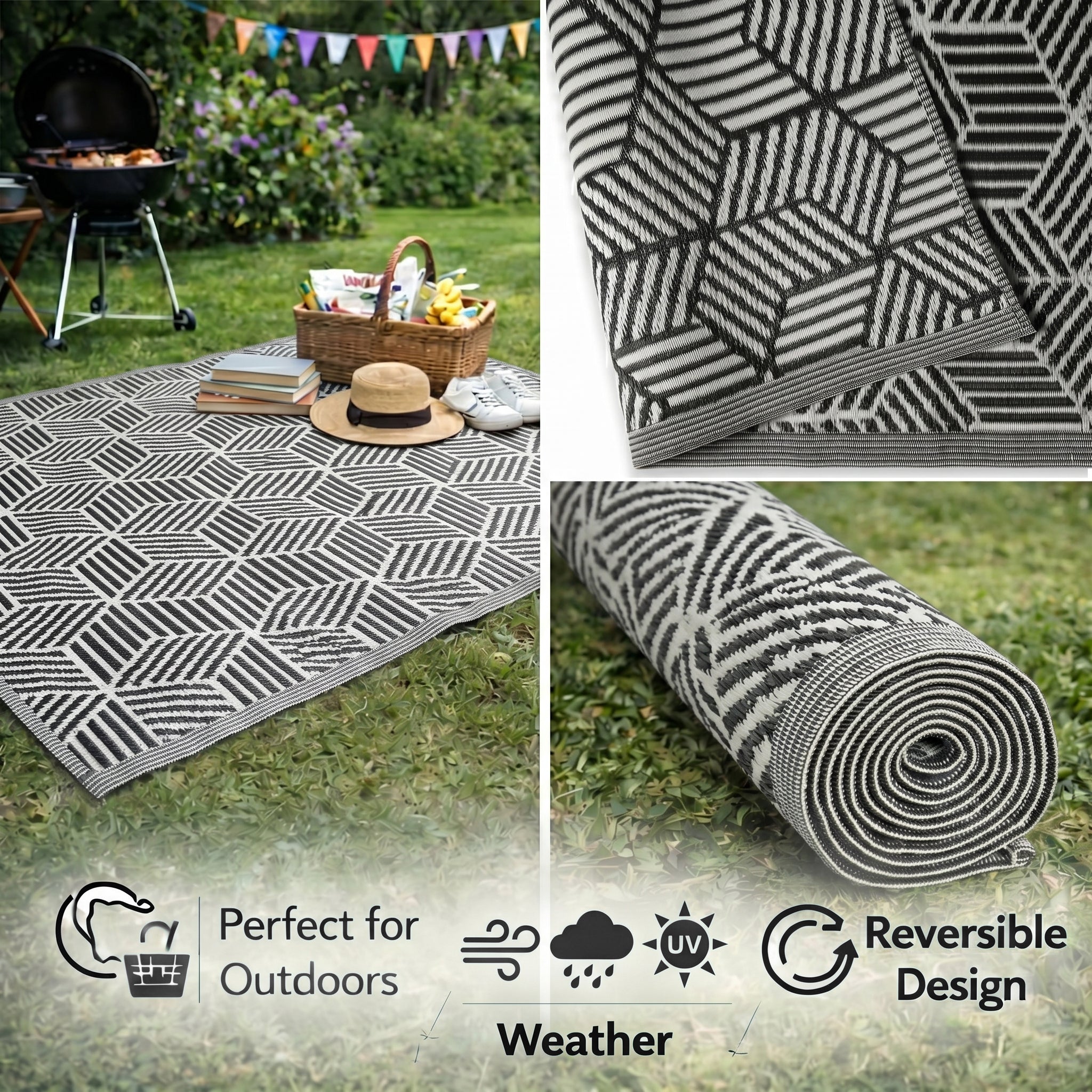 Bliss & Beyond Polypropylene Printed Rug and Door Mat (Size 180x1 cm) - White_8377429_3