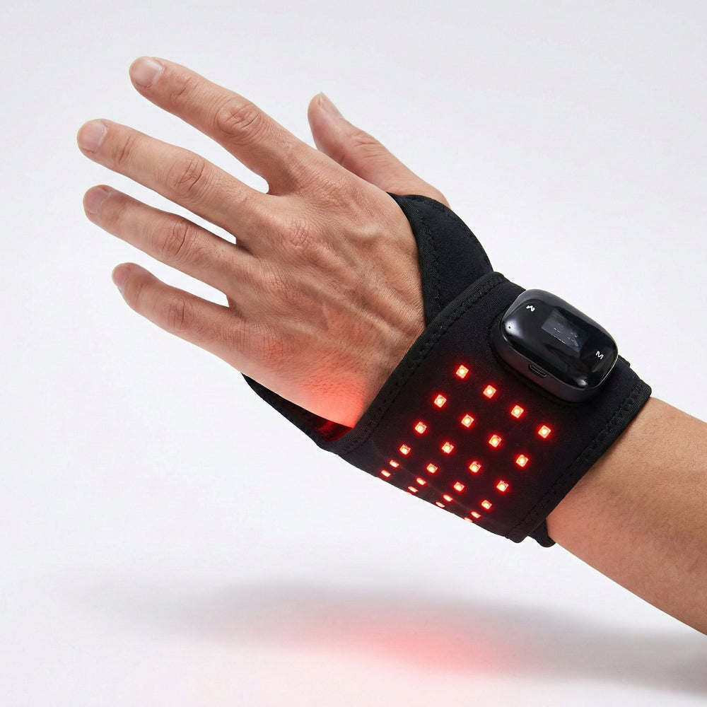 "Biss & Beyond HGHW01- Red Light Wrist Guard-black  Product size- 45.5*9cm Weight- 148g Lamp beads- 36 Wick- Dual 660NM - single 850NM Material- Neoprene rubber - OK imitation fabric -tc fabric Curren