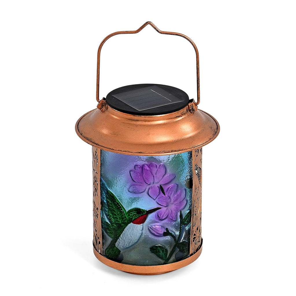 Solar Powered Bird and flower Garden Lantern (14 x 14 x 26 cm) - Multi Colour_8377527