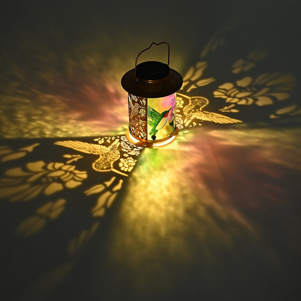 Solar Powered Bird and flower Garden Lantern (14 x 14 x 26 cm) - Multi Colour_8377527_1