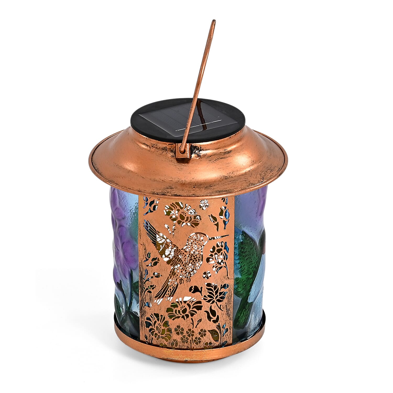 Solar Powered Bird and flower Garden Lantern (14 x 14 x 26 cm) - Multi Colour_8377527_2