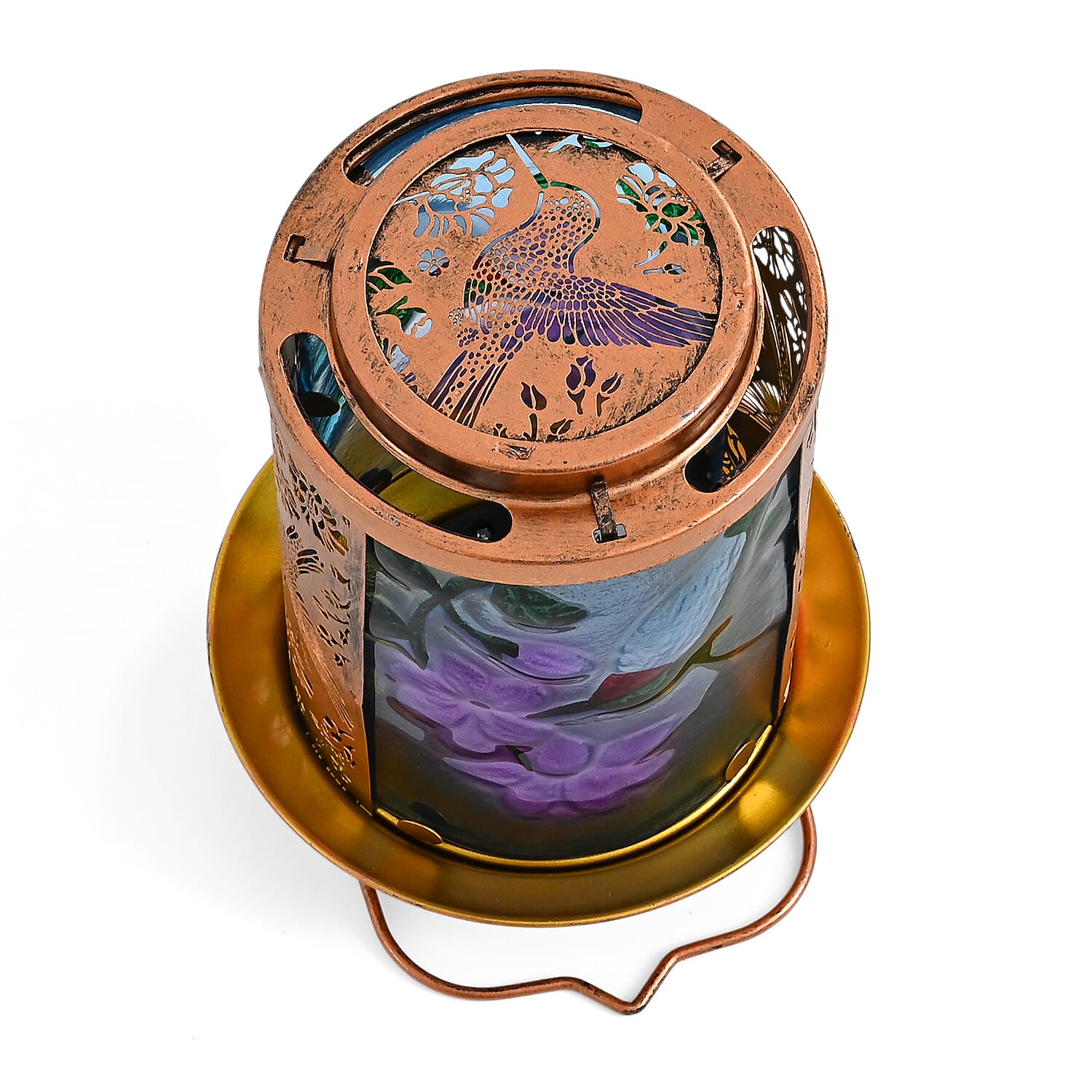 Solar Powered Bird and flower Garden Lantern (14 x 14 x 26 cm) - Multi Colour_8377527_4