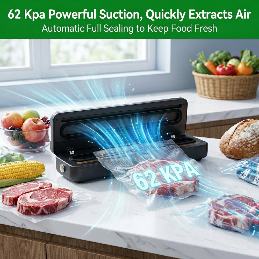 Rechargeable Wireless Vacuum Sealing Machine (1500 mAh) with 10 Bags - Black_8377866_2