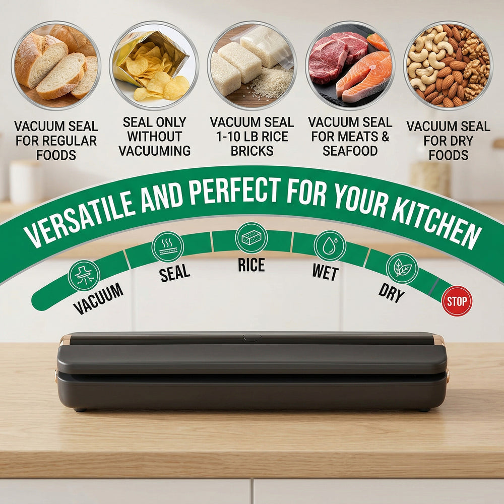 Rechargeable Wireless Vacuum Sealing Machine (1500 mAh) with 10 Bags - Black_8377866_3