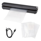 Rechargeable Wireless Vacuum Sealing Machine (1500 mAh) with 10 Bags - Black_8377866_8